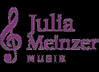 Julia Meinzer Musik logo with purple treble clef and text on black background