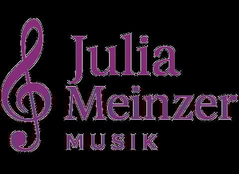 Julia Meinzer Musik logo with purple treble clef and text on black background